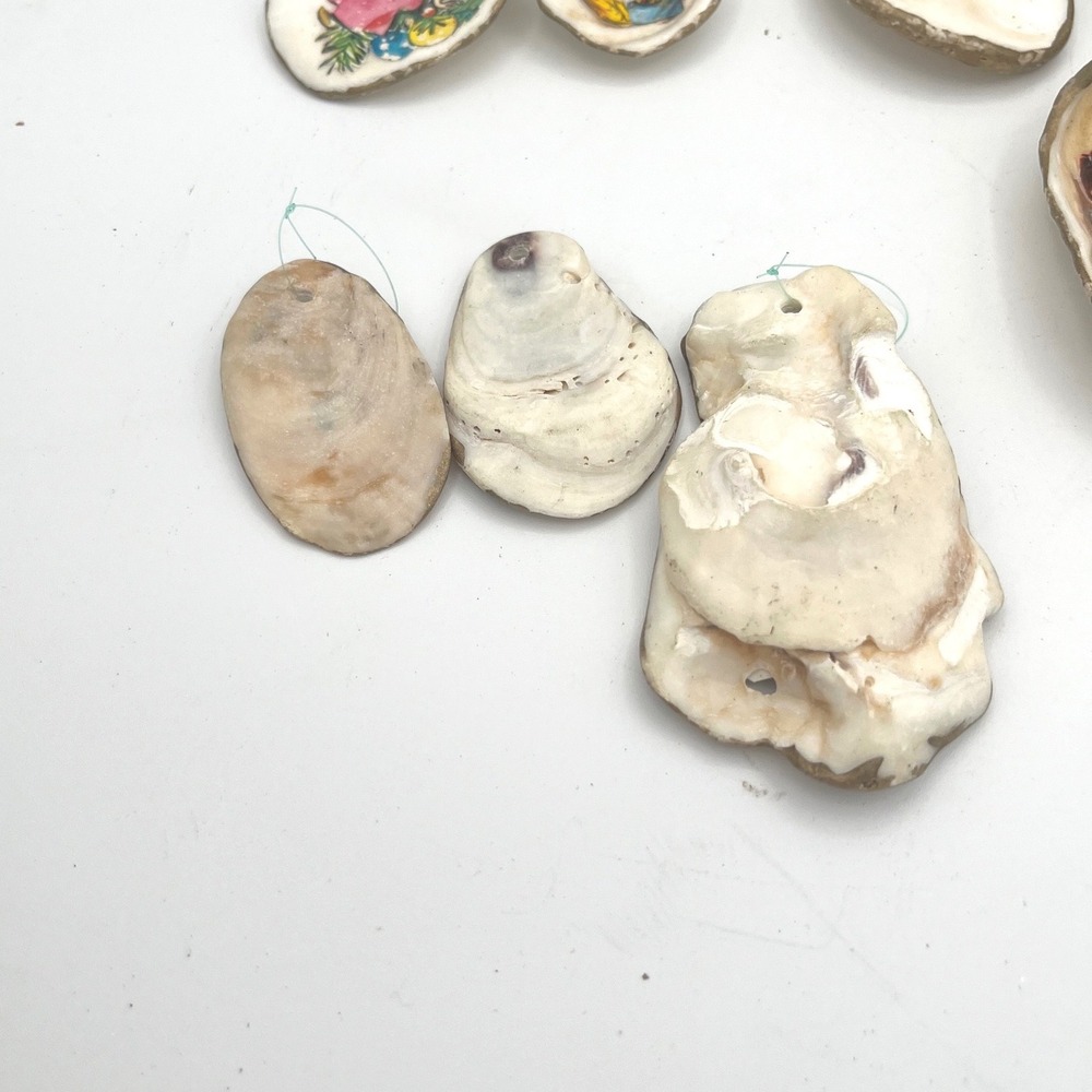 Vintage Decoupage Angels Oyster Shell Christmas Ornaments Handmade Kitsch 10 pc - Picture 6 of 6